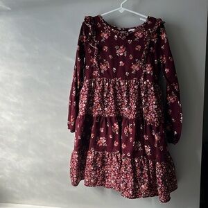 Gymboree Floral Burgundy Kids Casual Dress